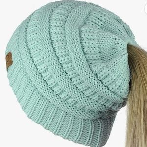 CSS Pony Tail Western Cap- Mint Green/ White